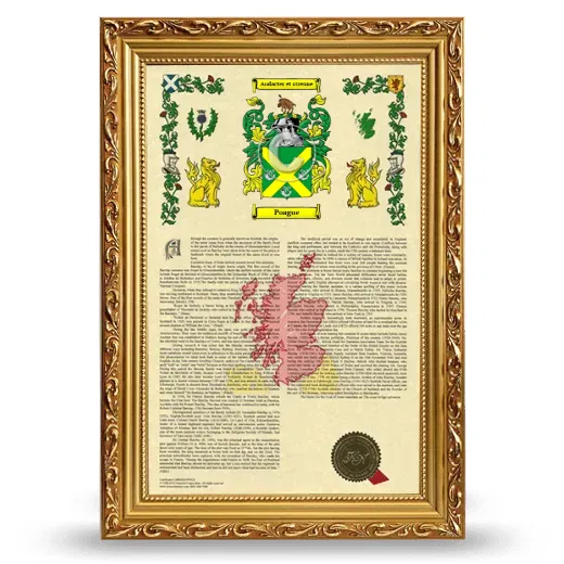 Poague Armorial History Framed - Gold