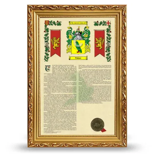 Poiner Armorial History Framed - Gold