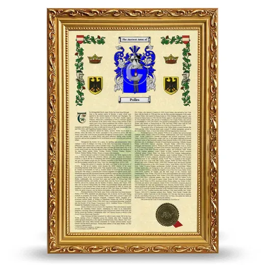 Polles Armorial History Framed - Gold