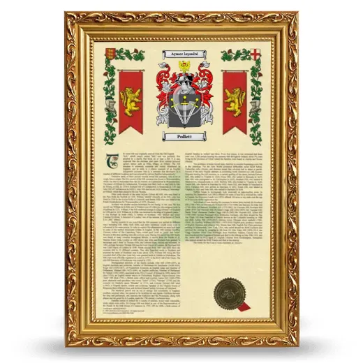 Pollett Armorial History Framed - Gold