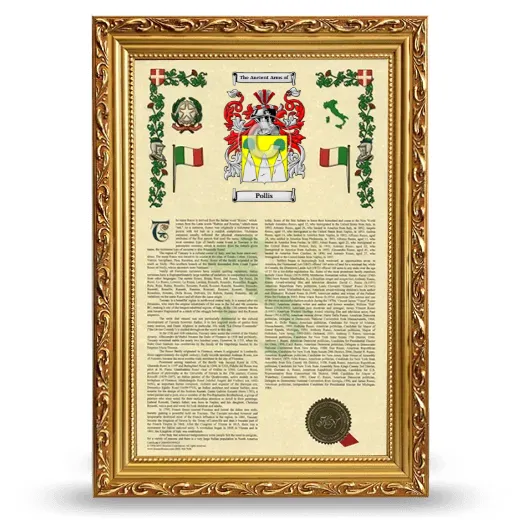 Pollis Armorial History Framed - Gold