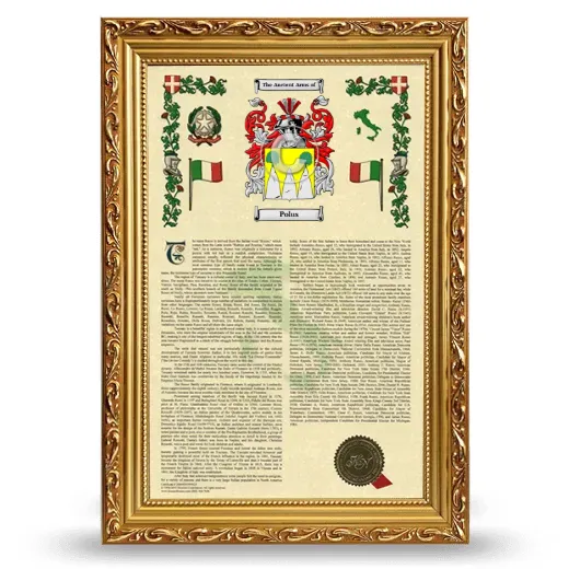 Polus Armorial History Framed - Gold