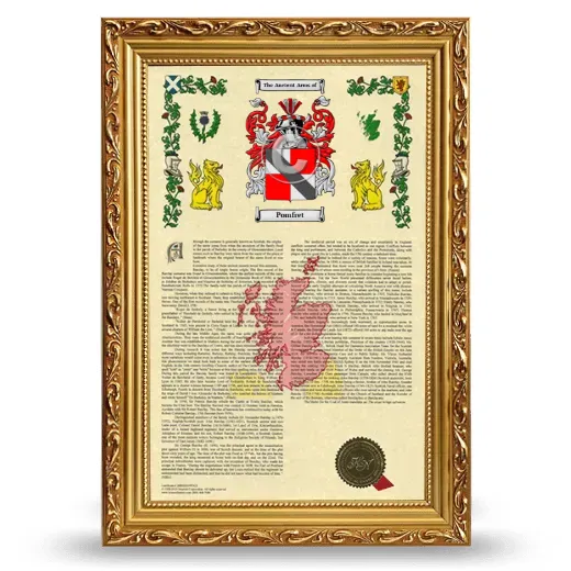 Pomfret Armorial History Framed - Gold