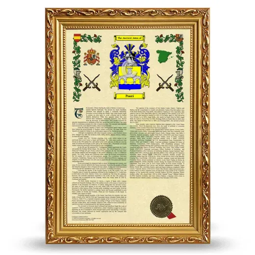Ponti Armorial History Framed - Gold