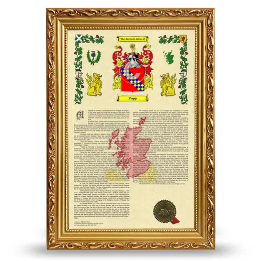 Popp Armorial History Framed - Gold