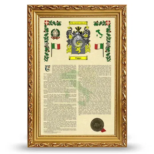 Poppa Armorial History Framed - Gold