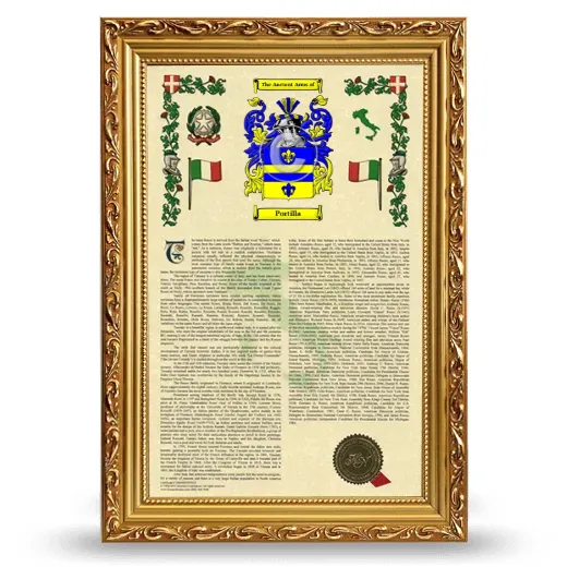Portilla Armorial History Framed - Gold