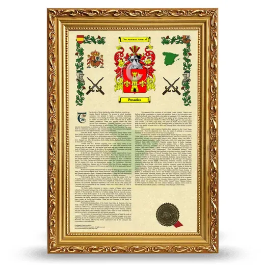 Posadas Armorial History Framed - Gold