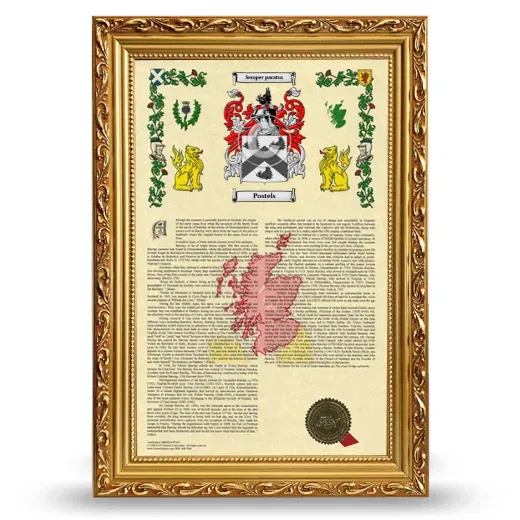 Postels Armorial History Framed - Gold