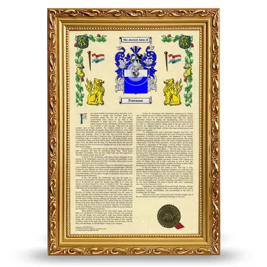 Postman Armorial History Framed - Gold