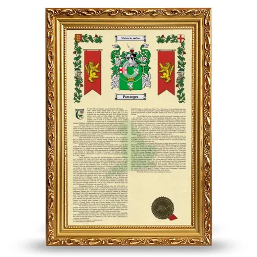 Pottenger Armorial History Framed - Gold