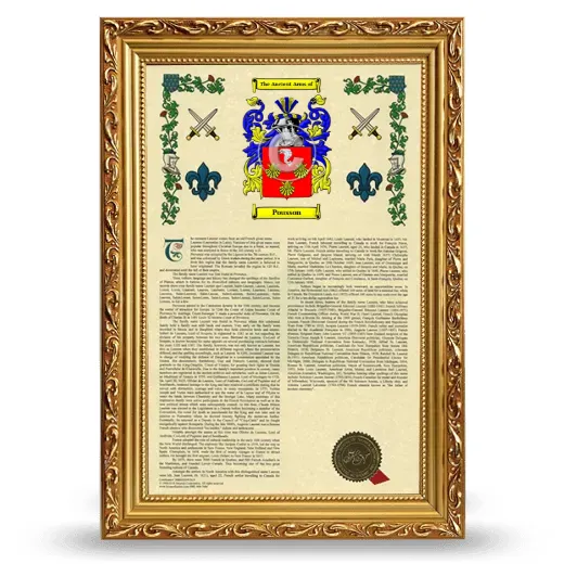 Pousson Armorial History Framed - Gold