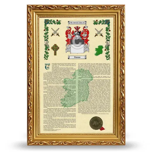Povere Armorial History Framed - Gold