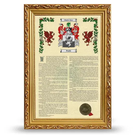 Powle Armorial History Framed - Gold