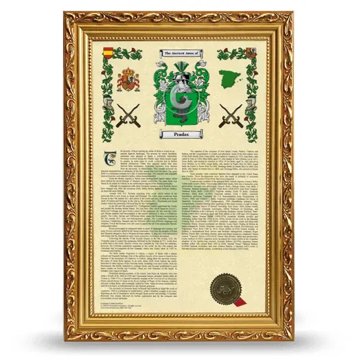 Pradas Armorial History Framed - Gold