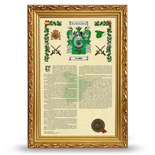Pradilla Armorial History Framed - Gold