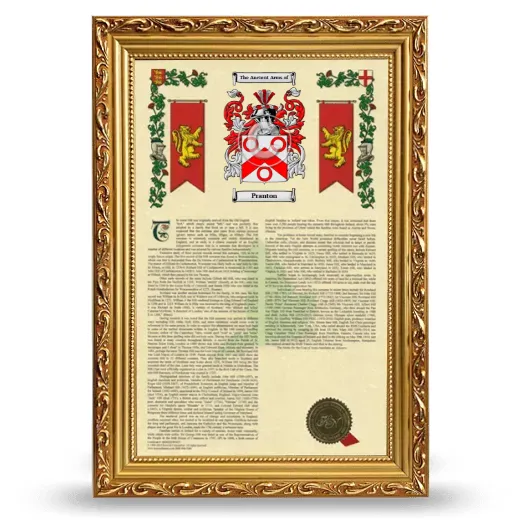 Pranton Armorial History Framed - Gold