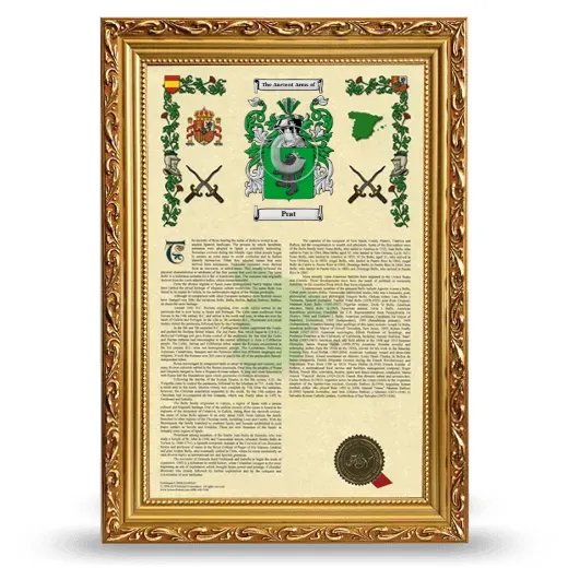 Prat Armorial History Framed - Gold