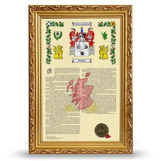 Prestin Armorial History Framed - Gold
