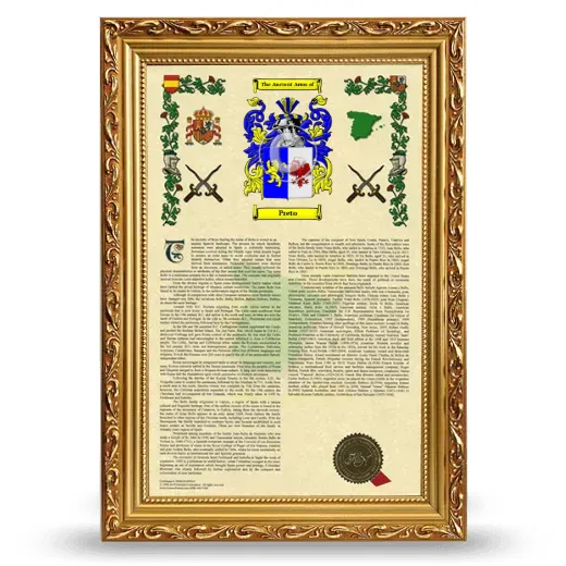 Preto Armorial History Framed - Gold