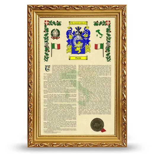 Previs Armorial History Framed - Gold