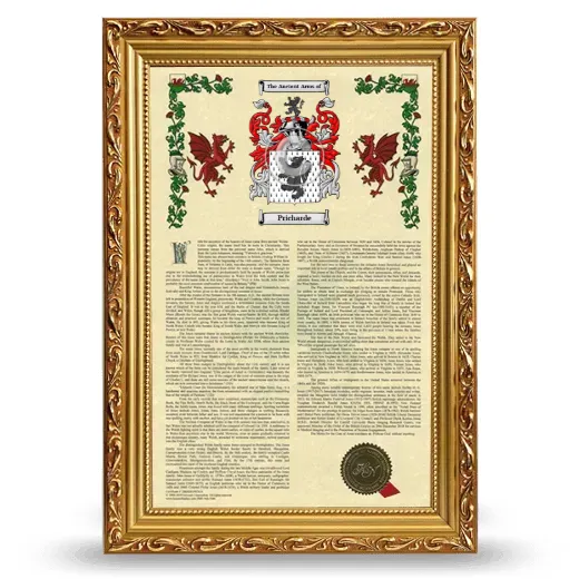 Pricharde Armorial History Framed - Gold