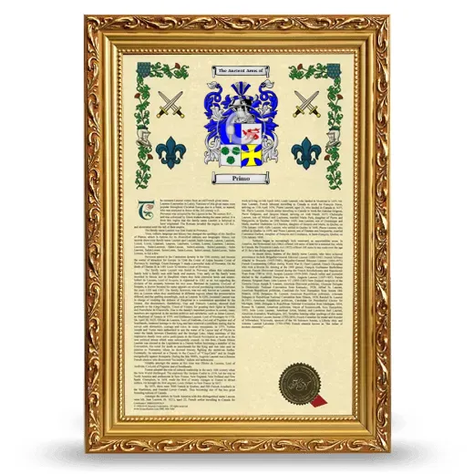 Primo Armorial History Framed - Gold