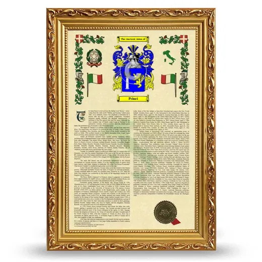 Princi Armorial History Framed - Gold