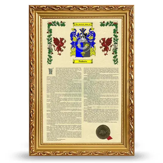 Proberts Armorial History Framed - Gold