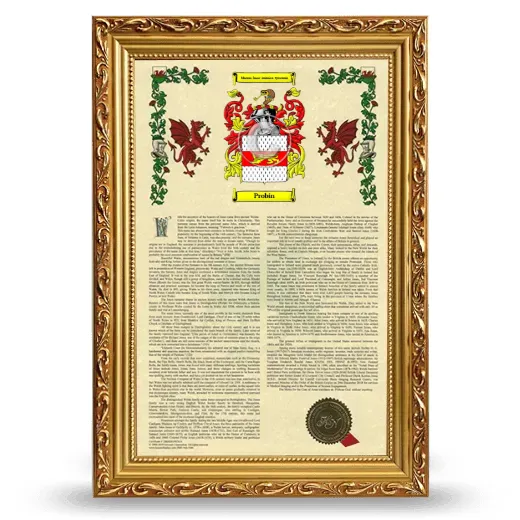 Probin Armorial History Framed - Gold