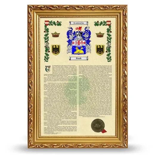 Prock Armorial History Framed - Gold