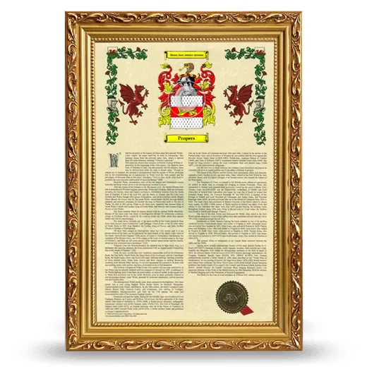Propers Armorial History Framed - Gold