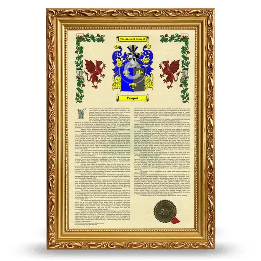 Proput Armorial History Framed - Gold