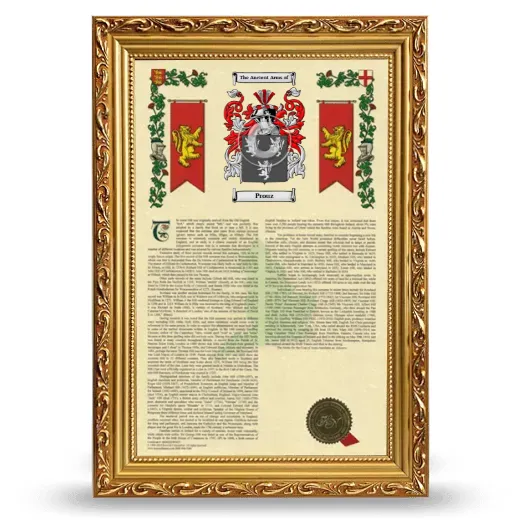 Prouz Armorial History Framed - Gold