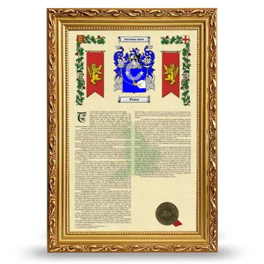 Provo Armorial History Framed - Gold