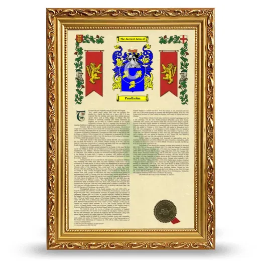 Prudholm Armorial History Framed - Gold