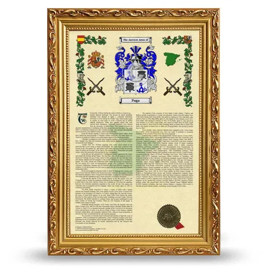 Puga Armorial History Framed - Gold
