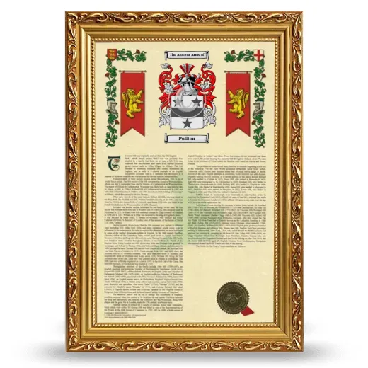 Pullton Armorial History Framed - Gold