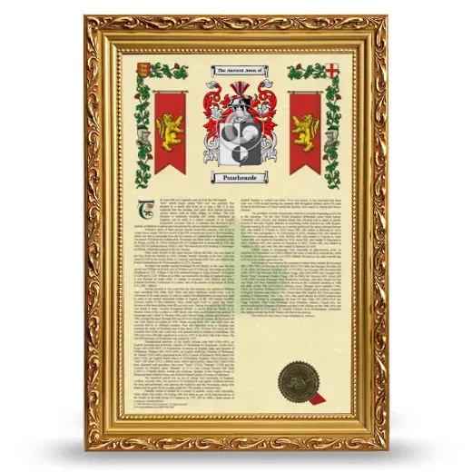 Punchearde Armorial History Framed - Gold