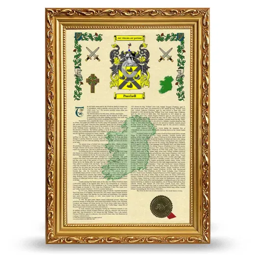 Purchell Armorial History Framed - Gold