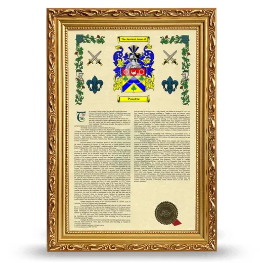 Purette Armorial History Framed - Gold