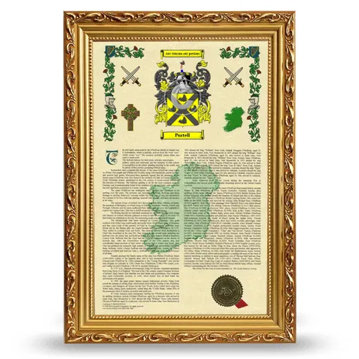 Purtell Armorial History Framed - Gold