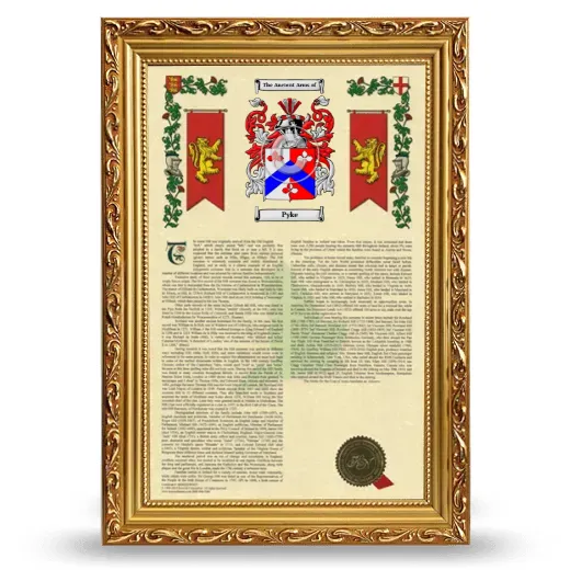 Pyke Armorial History Framed - Gold