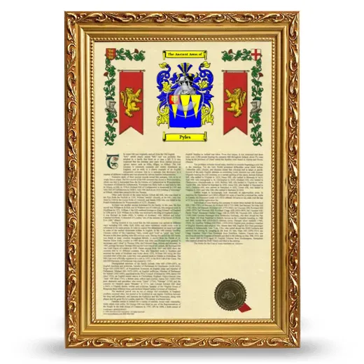 Pyles Armorial History Framed - Gold