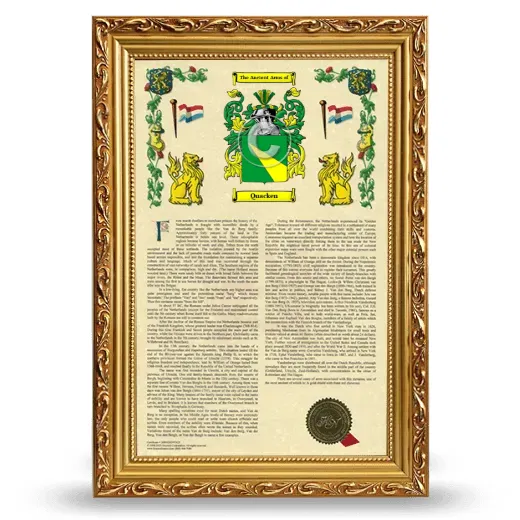 Quacken Armorial History Framed - Gold