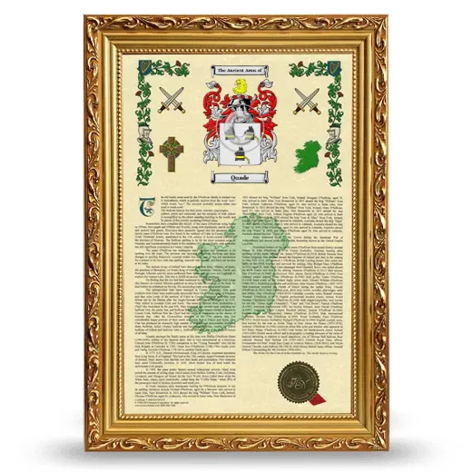 Quade Armorial History Framed - Gold