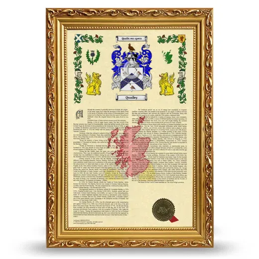 Quailey Armorial History Framed - Gold