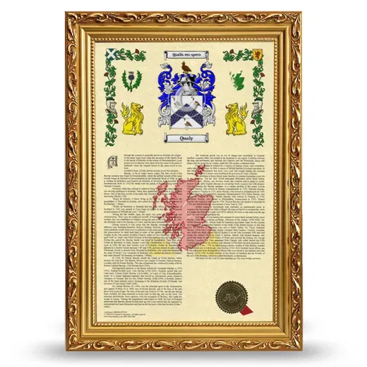 Qualy Armorial History Framed - Gold