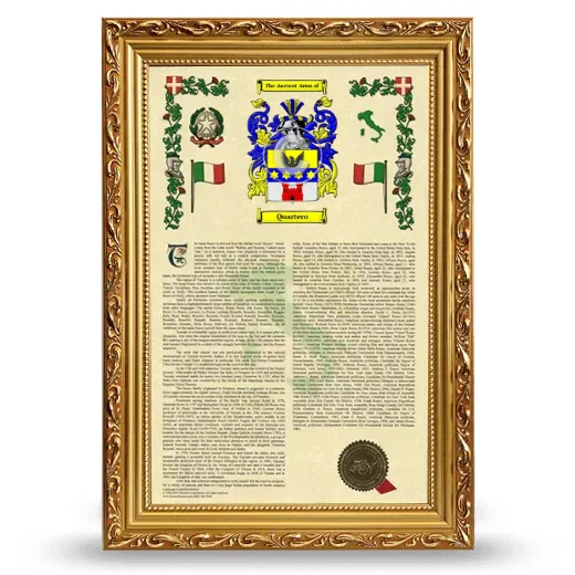 Quartero Armorial History Framed - Gold