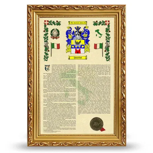 Quartini Armorial History Framed - Gold